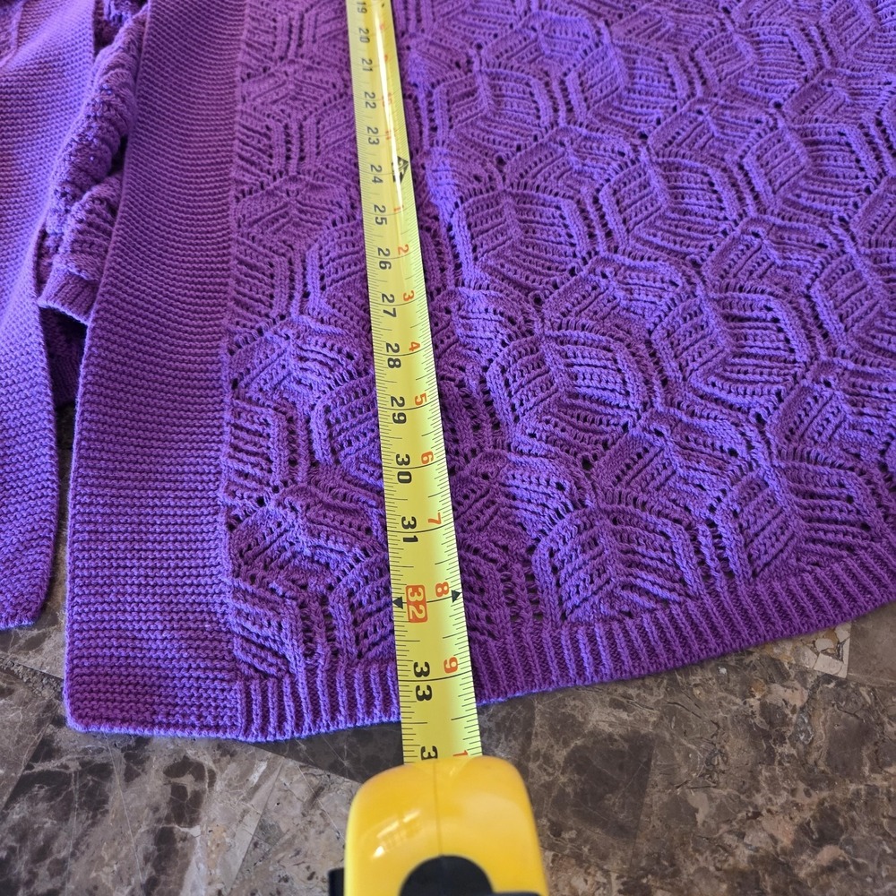 Liz Claiborne sz 4X ss open knit & front cardigan sweater NWT purple lightweight - Picture 8 of 10